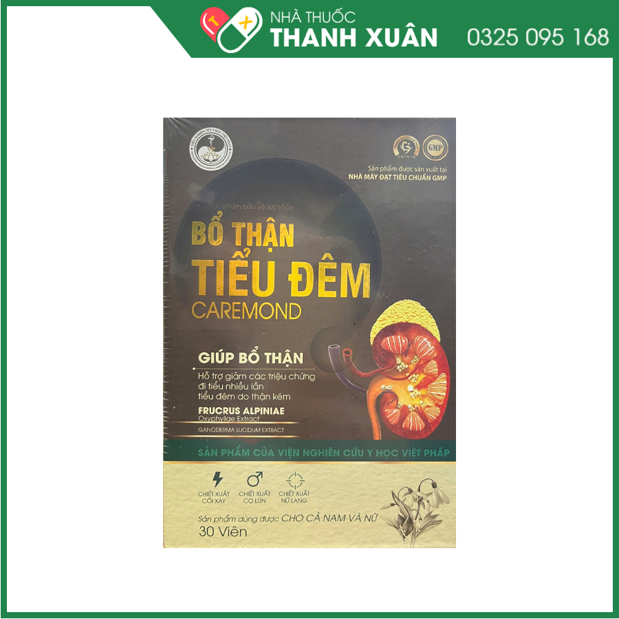 Bổ Thận Tiểu Đêm Caremond giúp hỗ trợ bổ thận, hỗ trợ giảm các triệu chứng đi tiểu nhiều lần, tiểu đêm do thận kém